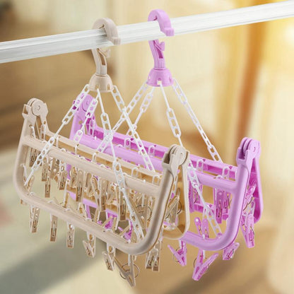 Foldable 32-Clip Sock and Underwear Drying Rack by HitMyNeed