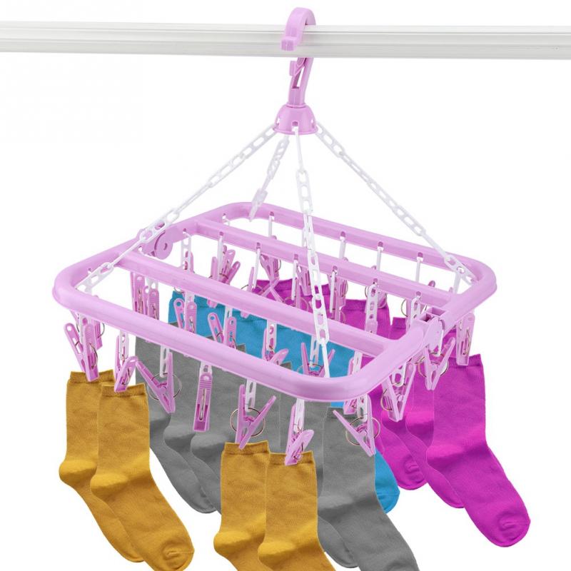 Foldable 32-Clip Sock and Underwear Drying Rack by HitMyNeed