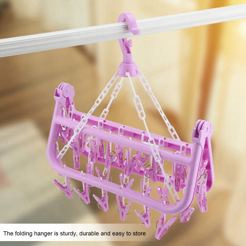 Foldable 32-Clip Sock and Underwear Drying Rack by HitMyNeed
