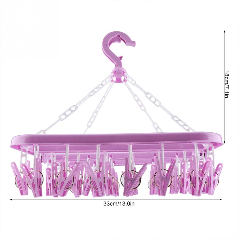 Foldable 32-Clip Sock and Underwear Drying Rack purple by HitMyNeed