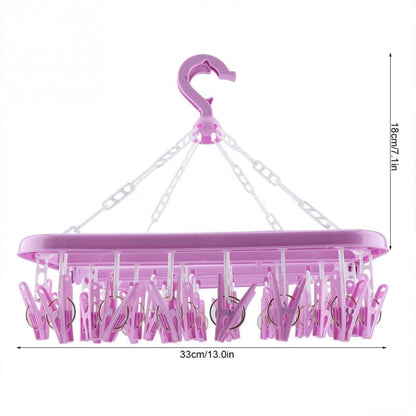 Foldable 32-Clip Sock and Underwear Drying Rack purple by HitMyNeed
