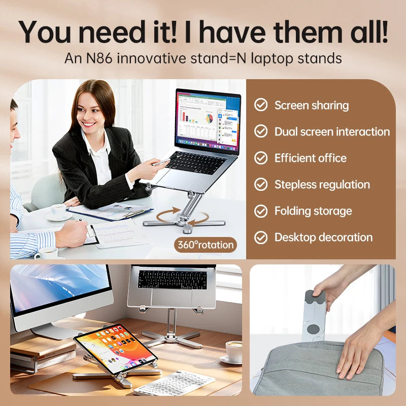 Foldable 360° Aluminum Laptop & Tablet Stand by HitMyNeed