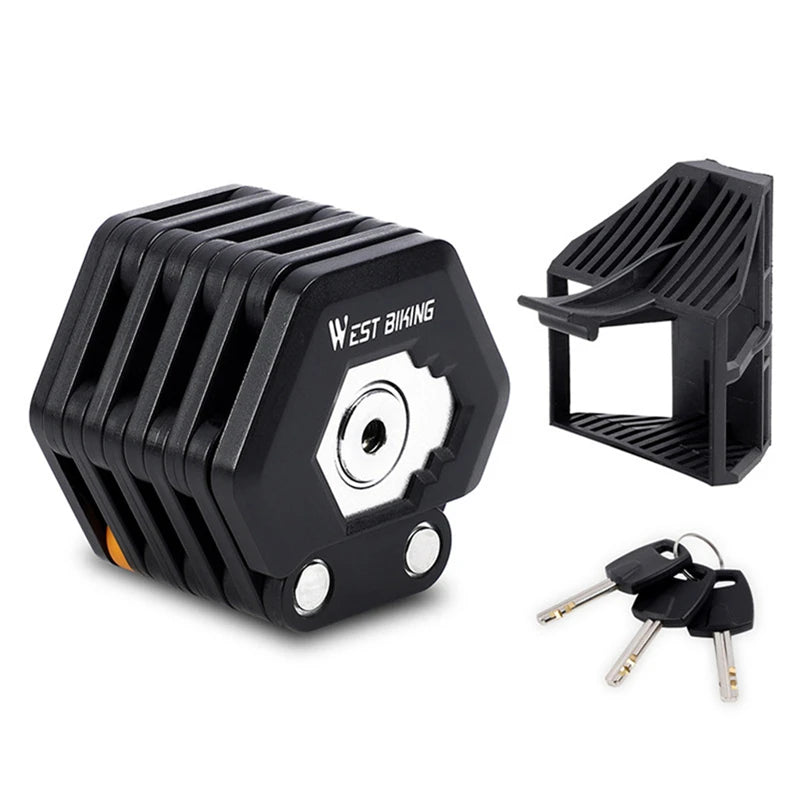 Foldable Alloy Bike Lock with Mount & 3 Keys by HitMyNeed
