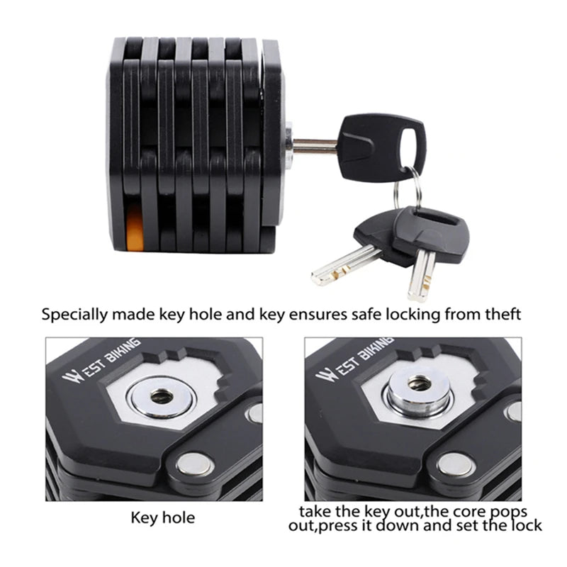 Foldable Alloy Bike Lock with Mount & 3 Keys by HitMyNeed