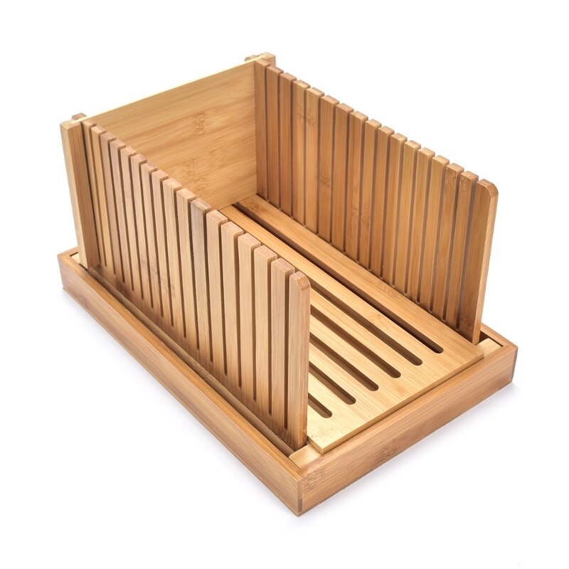 Foldable Bamboo Bread Slicer with Crumb Tray by HitMyNeed