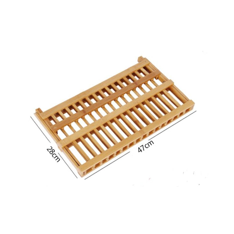 Foldable Bamboo Dish Drying Rack, 2-Tier by HitMyNeed