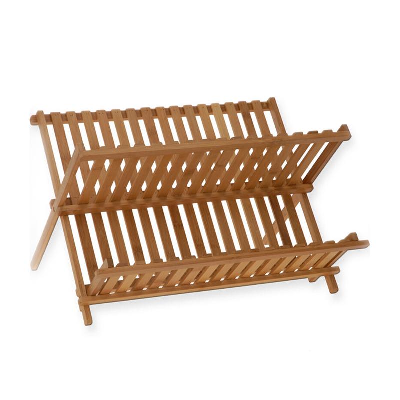 Foldable Bamboo Dish Rack Plate and Cup Drainer by HitMyNeed
