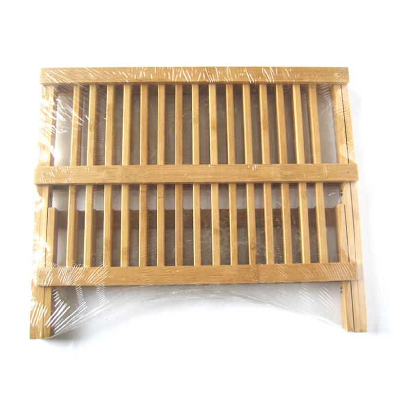 Foldable Bamboo Dish Rack Plate and Cup Drainer by HitMyNeed