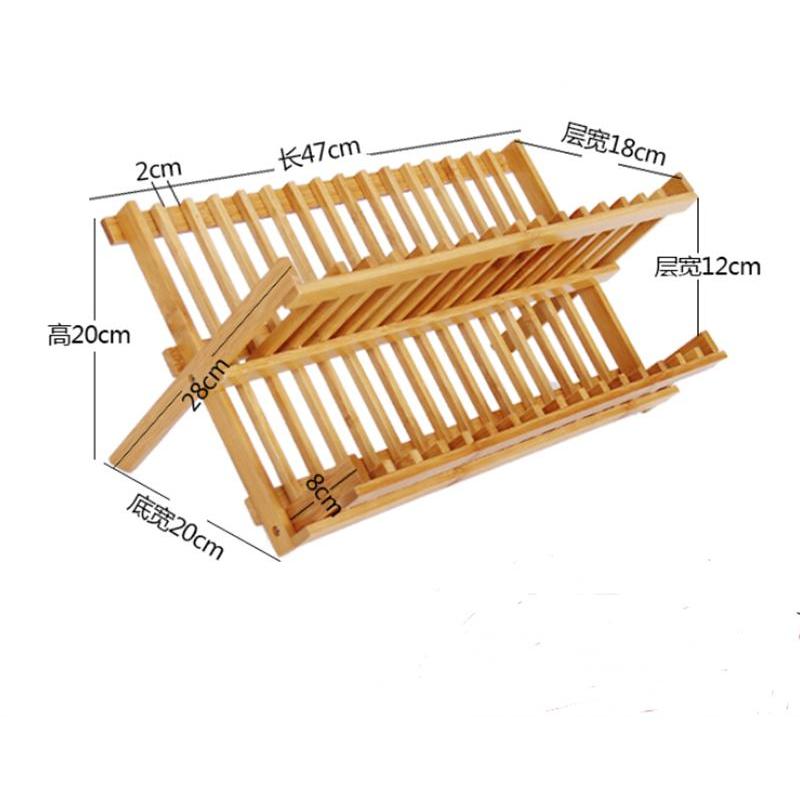 Foldable Bamboo Dish Rack Plate and Cup Drainer by HitMyNeed