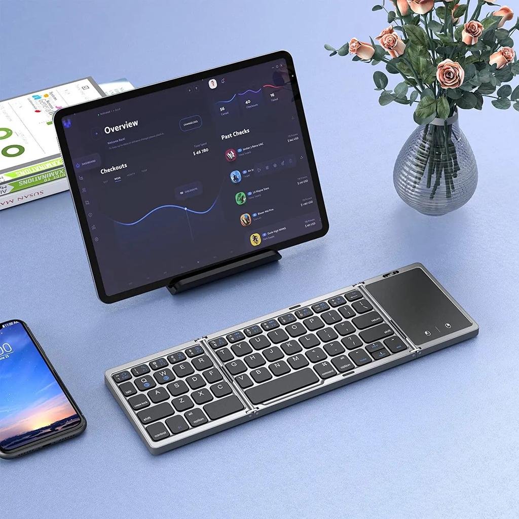 Foldable Bluetooth Keyboard with Touchpad & Dual Pairing by HitMyNeed
