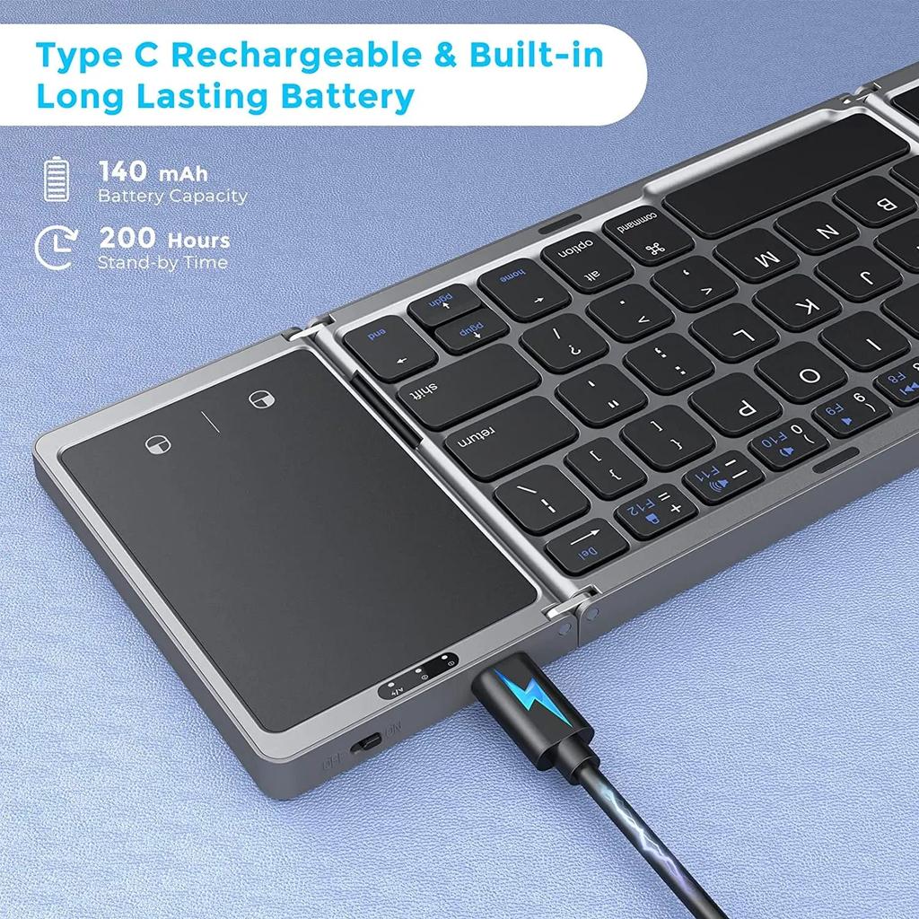 Foldable Bluetooth Keyboard with Touchpad & Dual Pairing by HitMyNeed