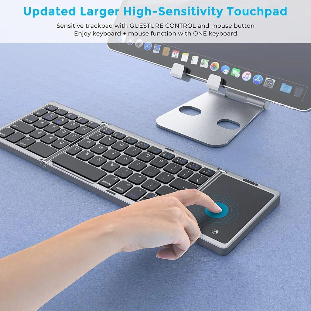Foldable Bluetooth Keyboard with Touchpad & Dual Pairing by HitMyNeed
