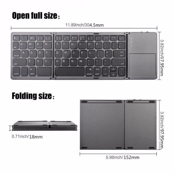 Foldable Bluetooth Pocket Keyboard with Touchpad by HitMyNeed