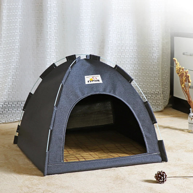 Foldable Breathable Cat & Dog Tent House four-seasons-grey s-36x36x28cm by HitMyNeed