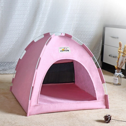 Foldable Breathable Cat & Dog Tent House four-seasons-pink s-36x36x28cm by HitMyNeed