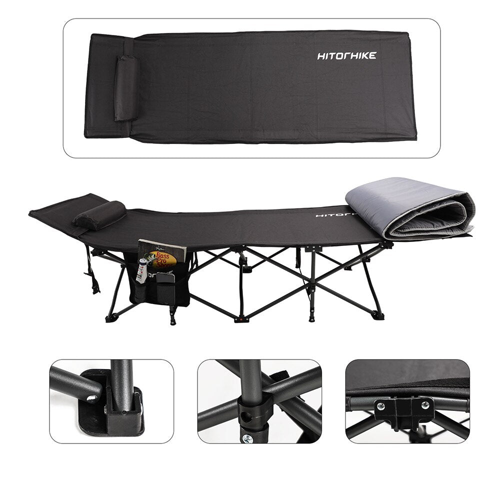 Foldable Camping Cot Bed with Pillow & Carry Bag by HitMyNeed