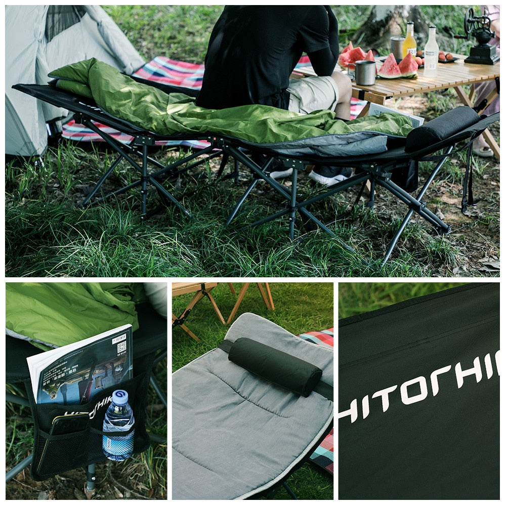 Foldable Camping Cot Bed with Pillow & Carry Bag by HitMyNeed