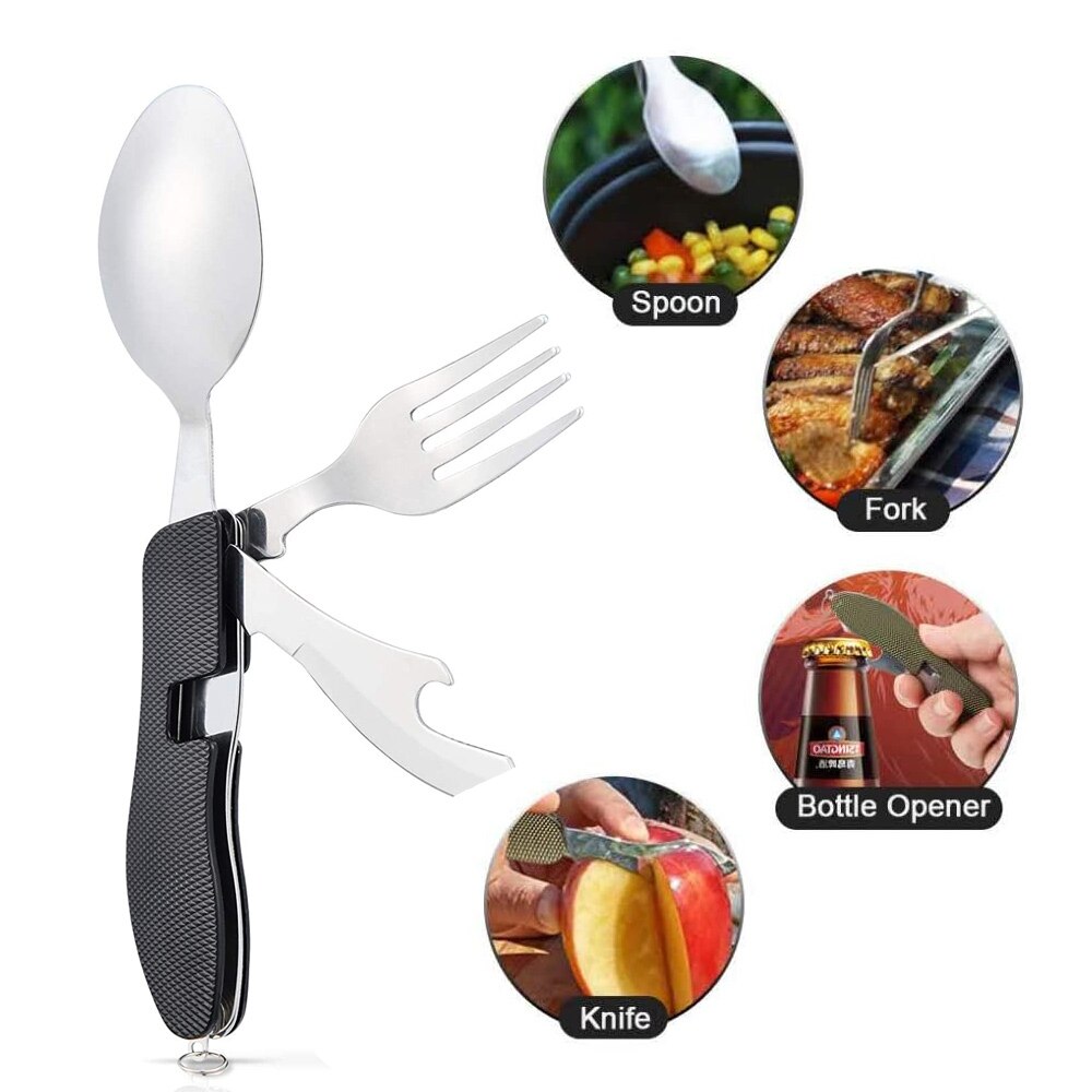 Foldable Camping Cutlery Knife Fork Spoon Set by HitMyNeed