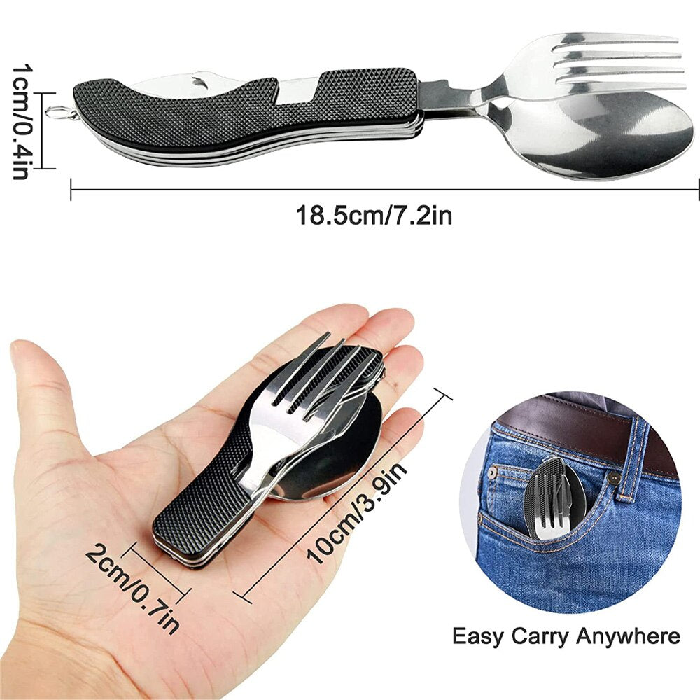 Foldable Camping Cutlery Knife Fork Spoon Set by HitMyNeed