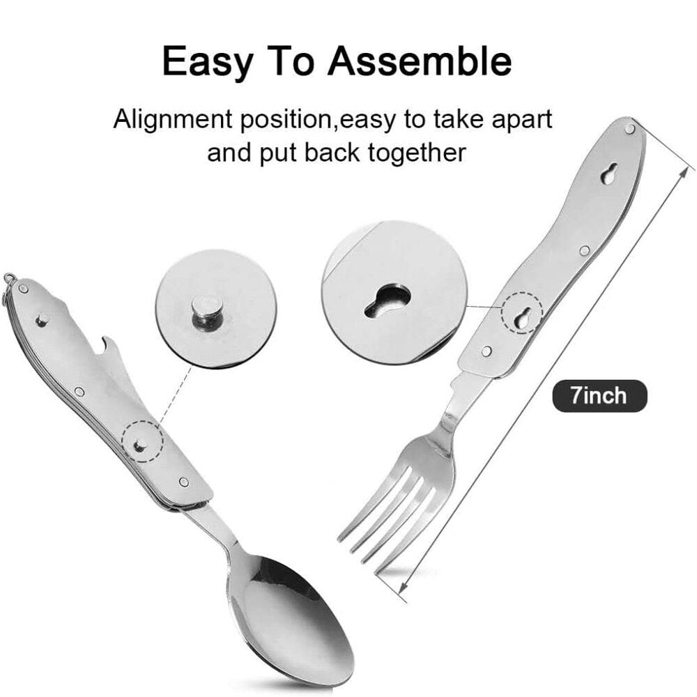 Foldable Camping Cutlery Knife Fork Spoon Set by HitMyNeed