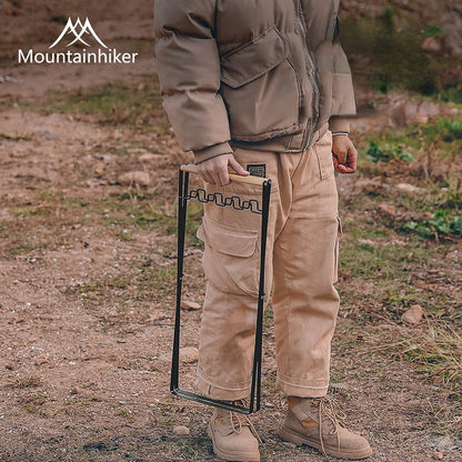 Foldable Camping Garbage Bag Rack with Wooden Handle by HitMyNeed