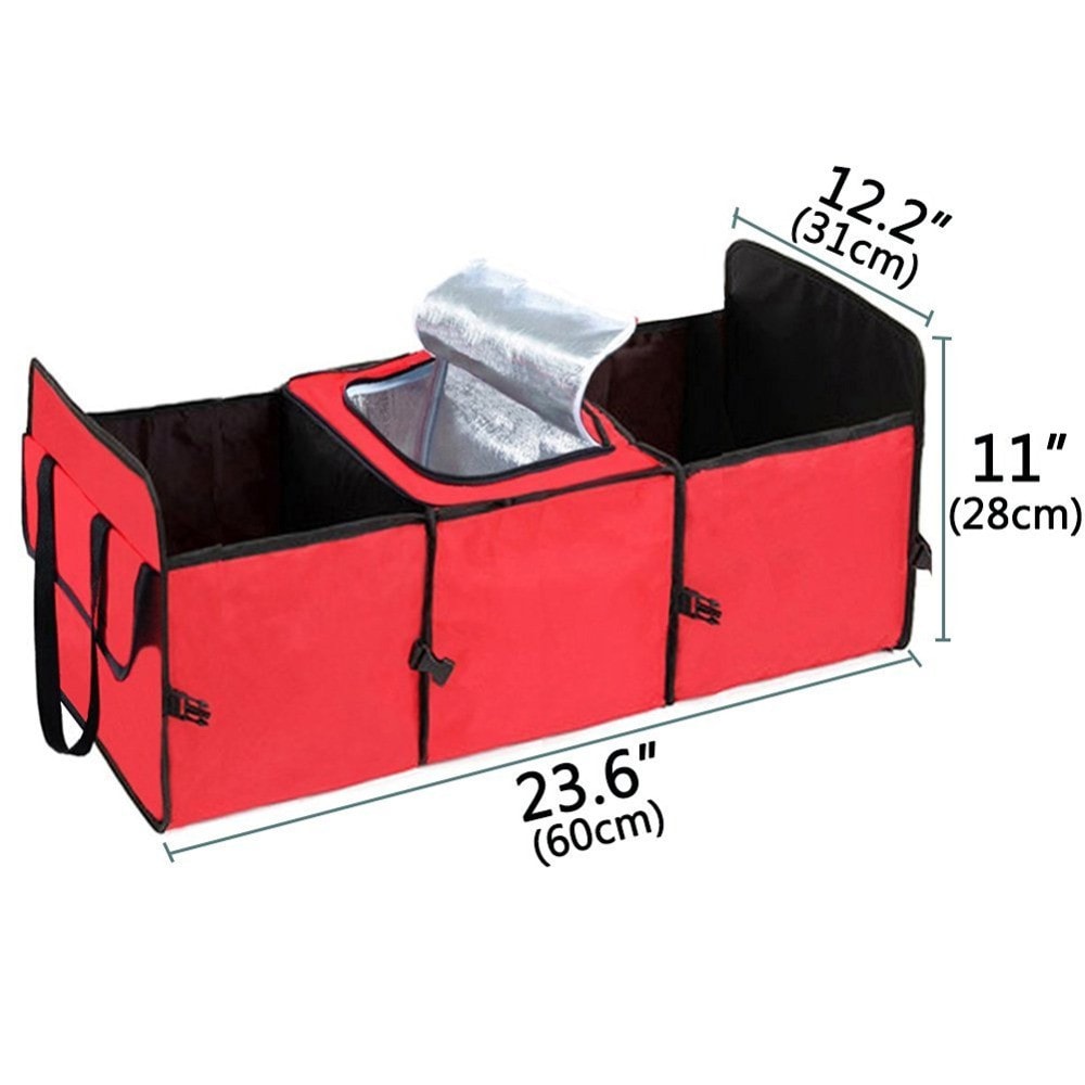 Foldable Car Trunk Organizer with Insulated Compartment by HitMyNeed