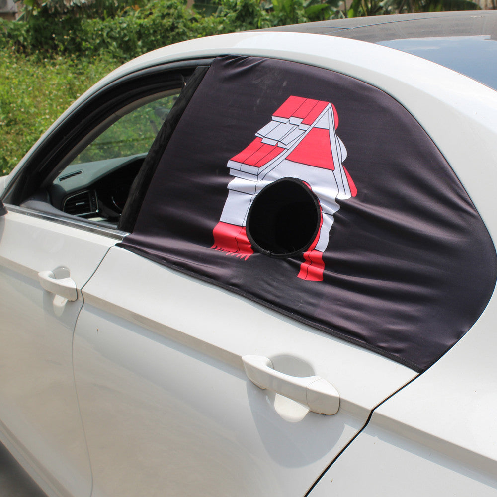 Foldable Car Window Sun Shade with Pet Head Hole by HitMyNeed