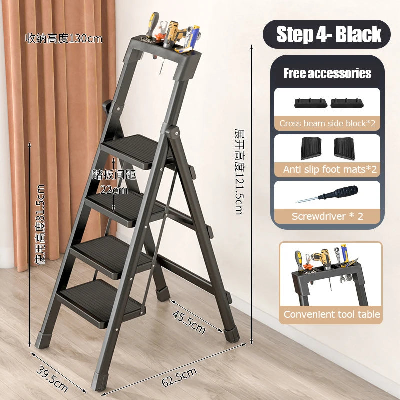Foldable Carbon Steel Step Ladder with Tool Tray by HitMyNeed