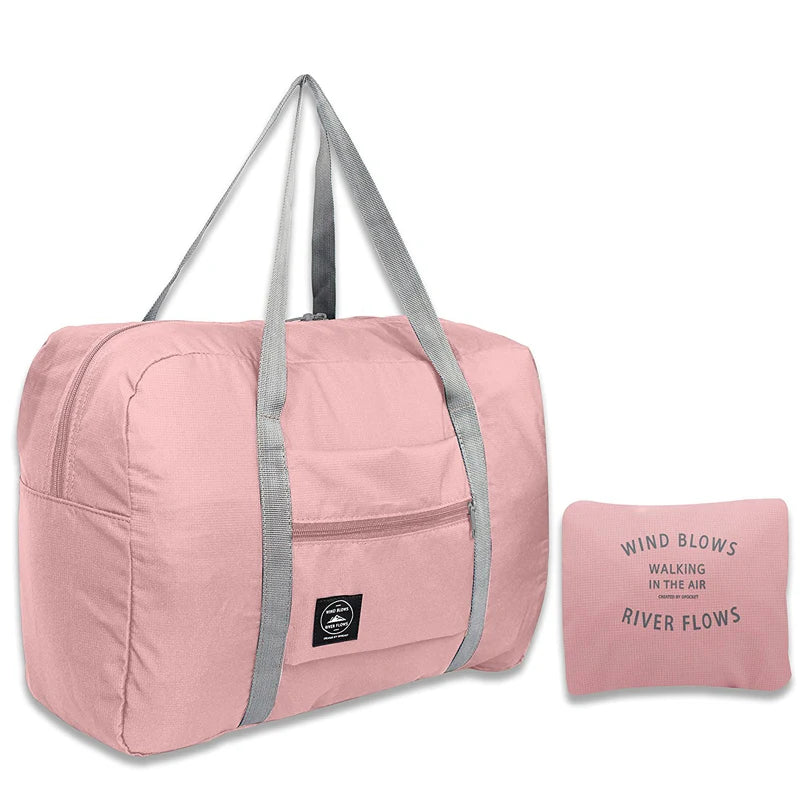 Foldable Carry-On Travel Bag with Large Capacity pink by HitMyNeed