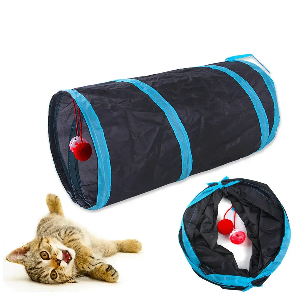 Foldable Cat Tunnel Toy with Crinkle & Hanging Ball by HitMyNeed