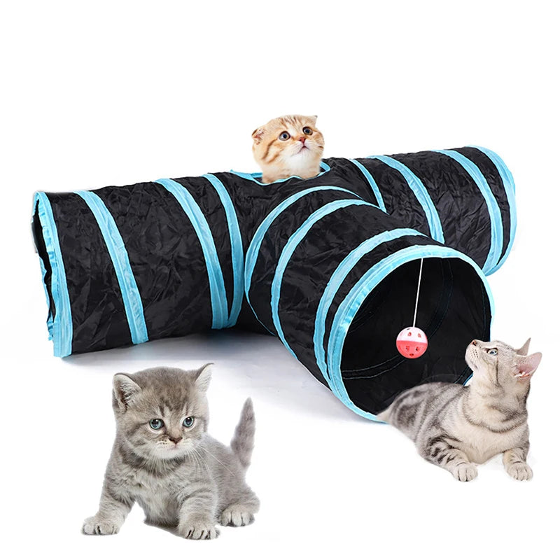 Foldable Cat Tunnel Toy with Crinkle & Hanging Ball by HitMyNeed