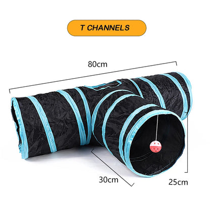 Foldable Cat Tunnel Toy with Crinkle & Hanging Ball t-tunnels by HitMyNeed