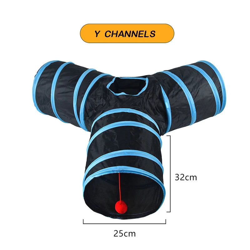 Foldable Cat Tunnel Toy with Crinkle & Hanging Ball y-tunnels by HitMyNeed