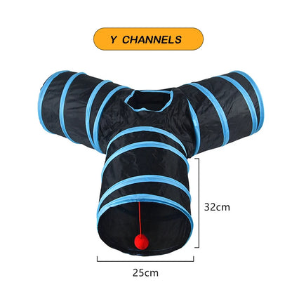 Foldable Cat Tunnel Toy with Crinkle & Hanging Ball y-tunnels by HitMyNeed