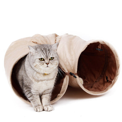Foldable Cat Tunnel with Windows and Hanging Ball Toy by HitMyNeed