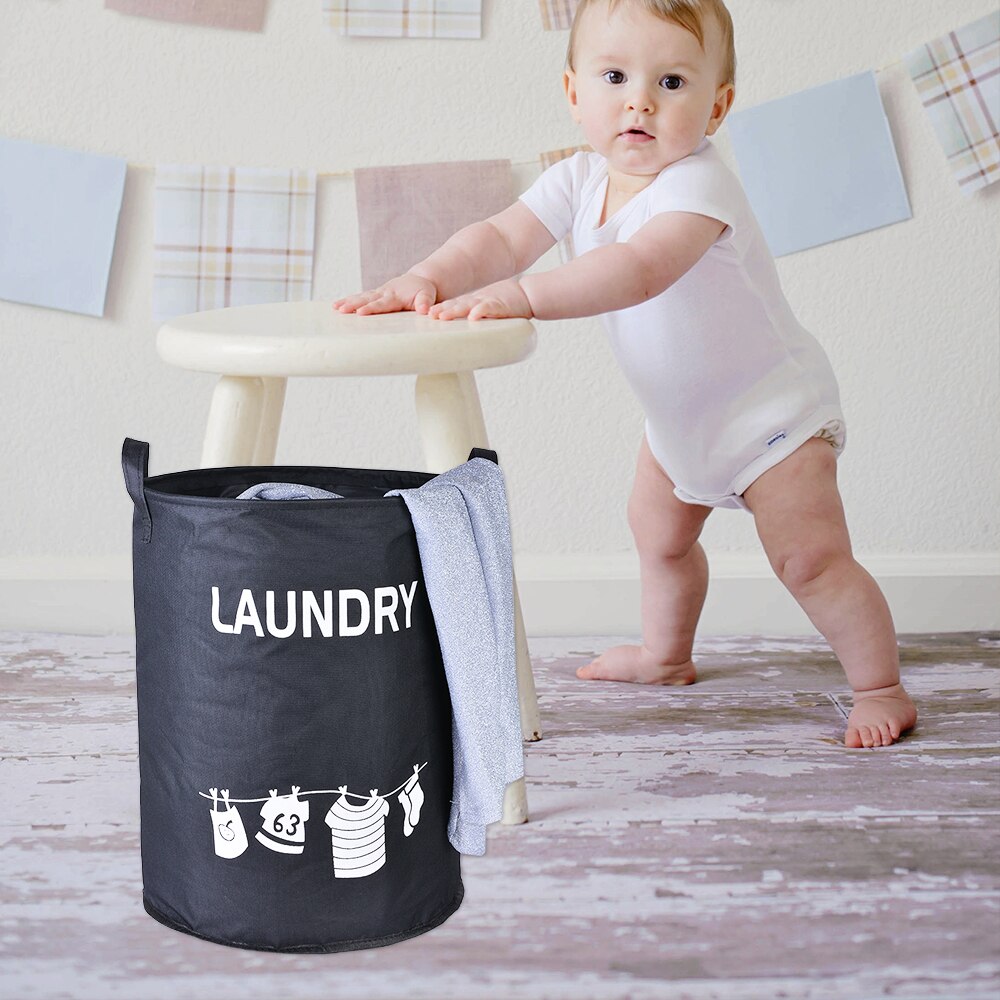 Foldable Cloth Laundry Basket with Handles by HitMyNeed