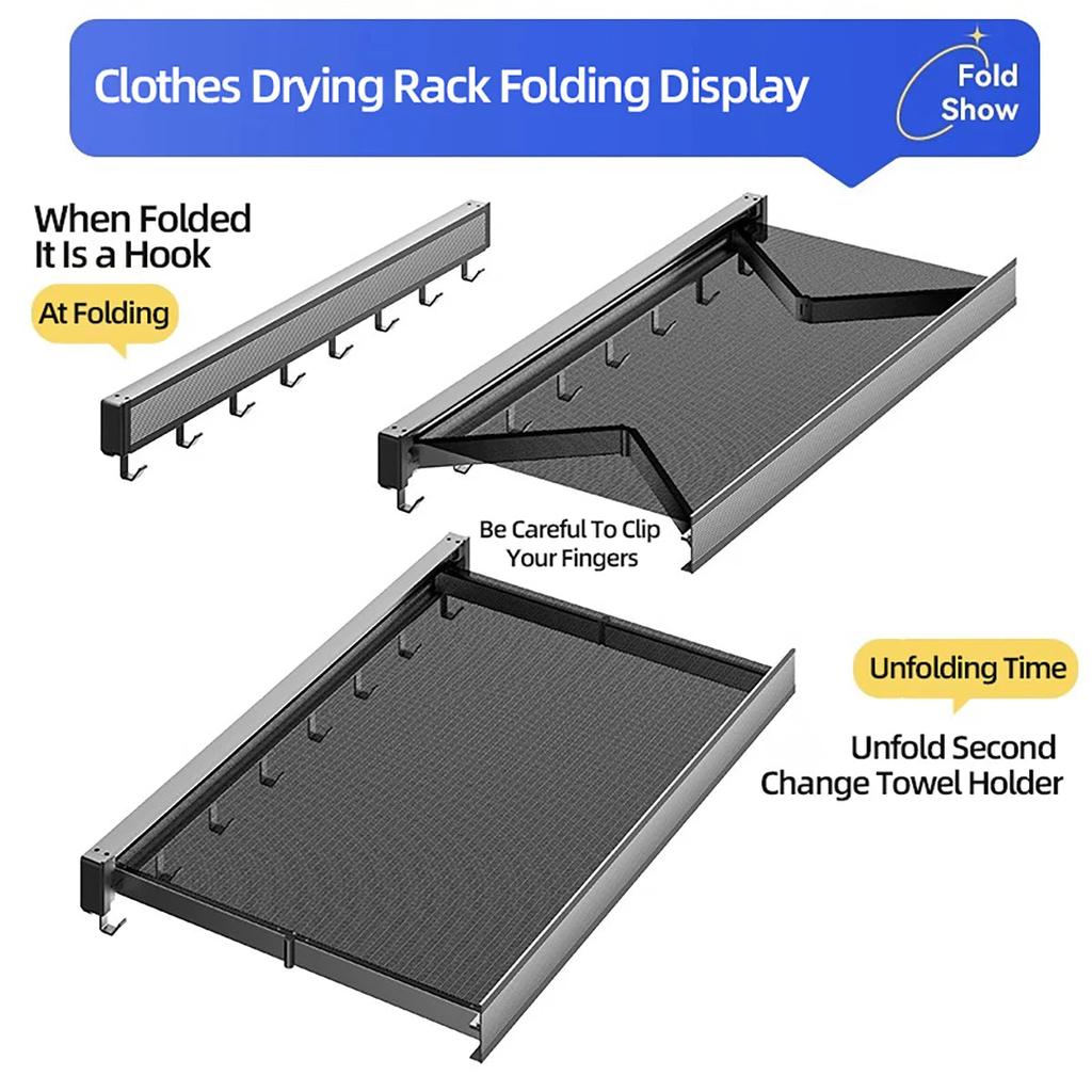 Foldable Clothes & Hat Rack with Wall Hooks by HitMyNeed