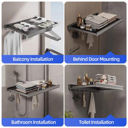 Foldable Clothes & Hat Rack with Wall Hooks by HitMyNeed