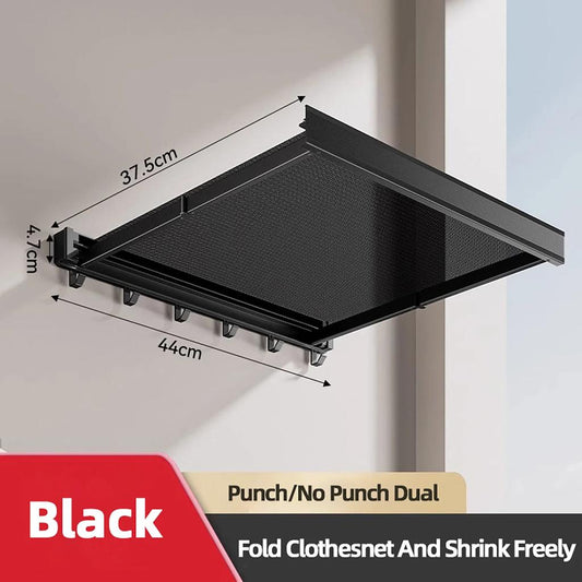 Foldable Clothes & Hat Rack with Wall Hooks black by HitMyNeed