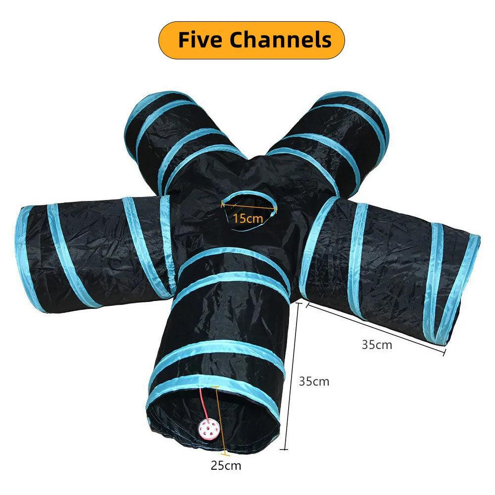 Foldable Crinkle Cat Tunnel Toy for Indoor Play five-tunnels by HitMyNeed