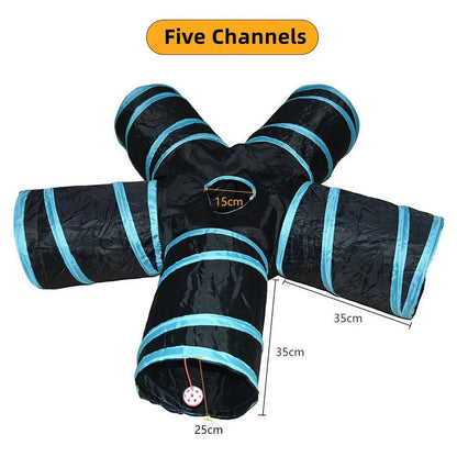 Foldable Crinkle Cat Tunnel Toy for Indoor Play five-tunnels by HitMyNeed