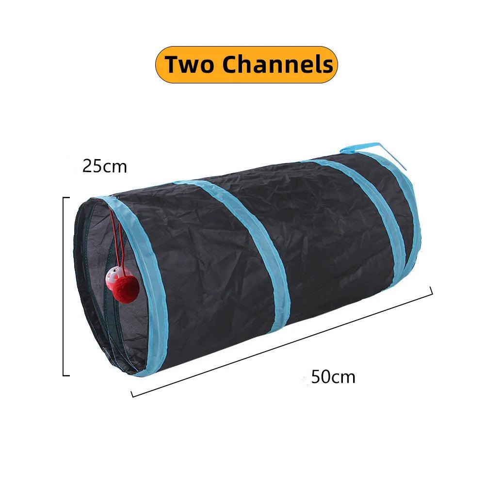 Foldable Crinkle Cat Tunnel Toy for Indoor Play two-tunnels by HitMyNeed