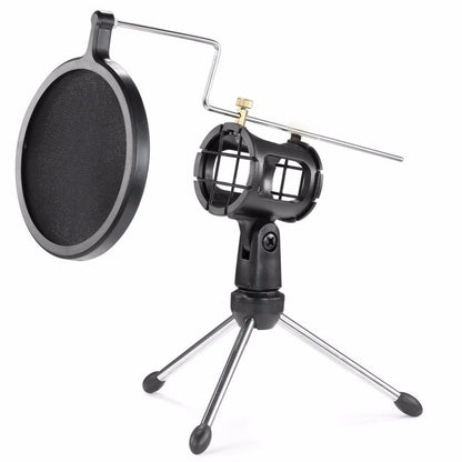 Foldable Desktop Microphone Tripod Stand with Pop Filter by HitMyNeed