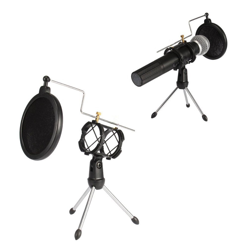 Foldable Desktop Microphone Tripod Stand with Pop Filter by HitMyNeed