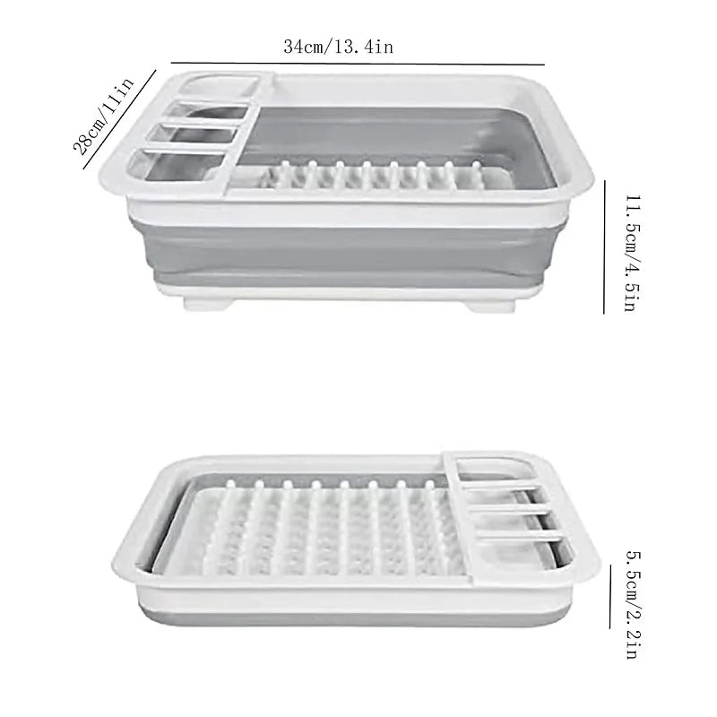 Foldable Dish Drying Rack with Drain Tray 34x28cm by HitMyNeed