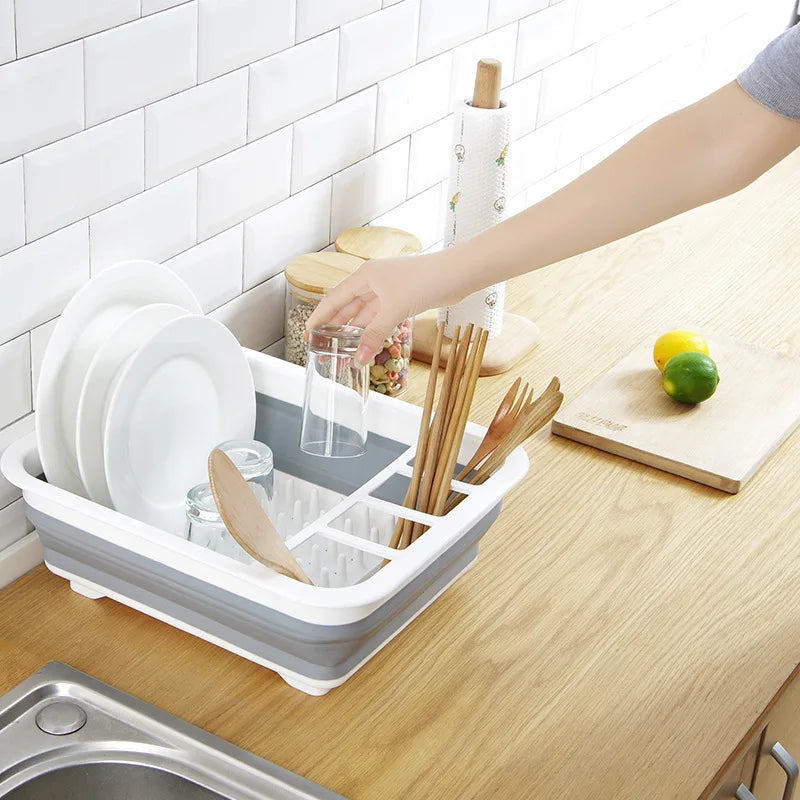 Foldable Dish Drying Rack with Drain Tray 34x28cm by HitMyNeed