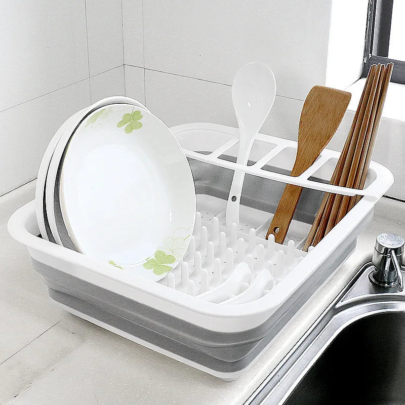 Foldable Dish Drying Rack with Drain Tray 34x28cm by HitMyNeed