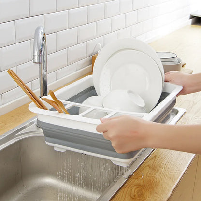 Foldable Dish Drying Rack with Drain Tray 34x28cm by HitMyNeed