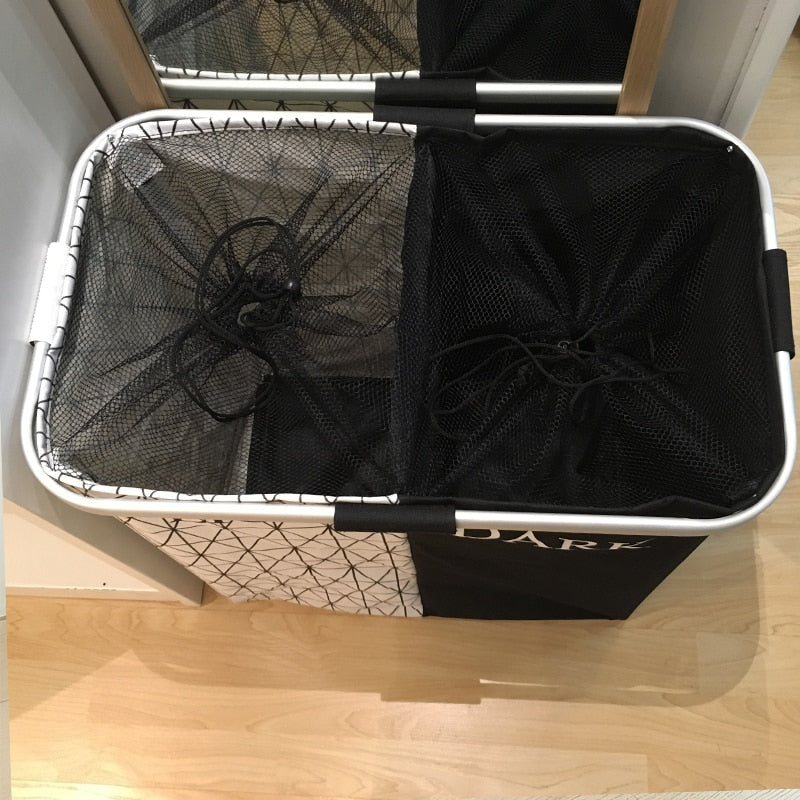 Foldable Double-Section Laundry Basket Organizer by HitMyNeed