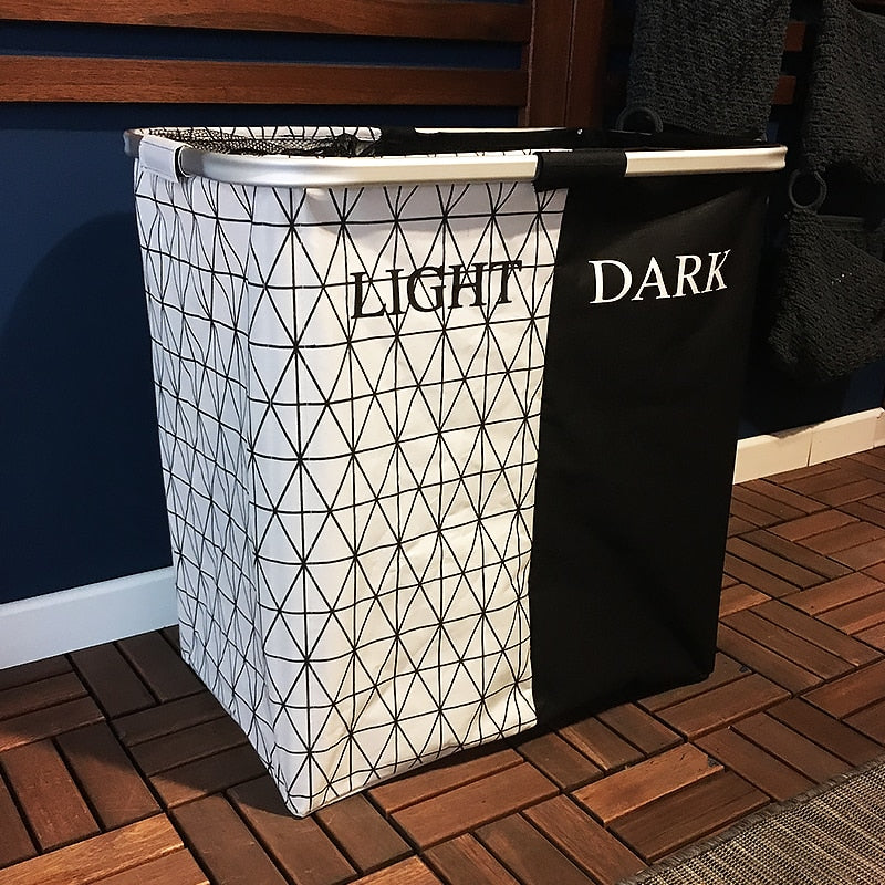 Foldable Double-Section Laundry Basket Organizer by HitMyNeed